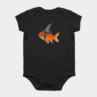 Funny Brave Goldfish Pretending to be a Shark Baby Bodysuit